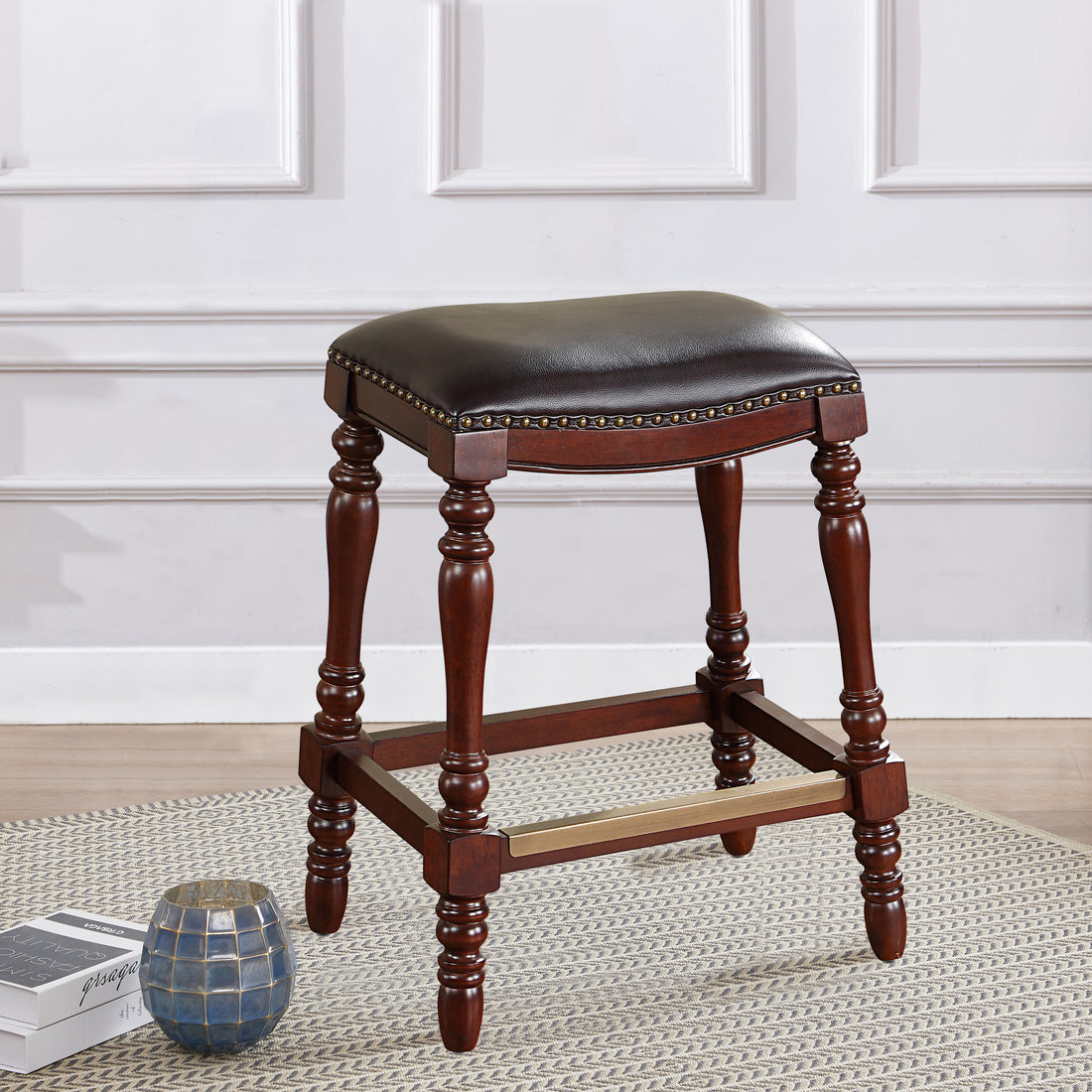 Clinton Saddle Seat Counter Stool Cherry Foam Fabric