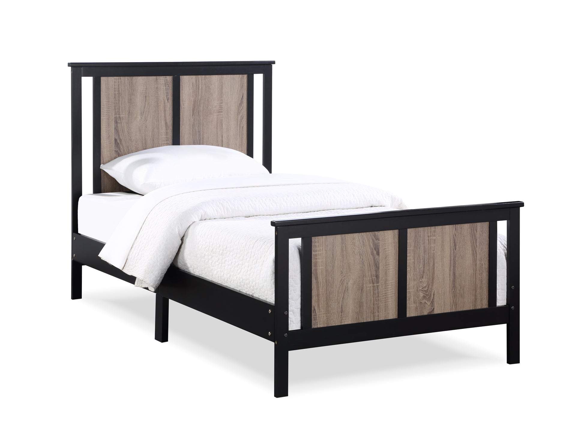 Connelly Reversible Panel Twin Bed Black Vintage Walnut Black Solid Wood