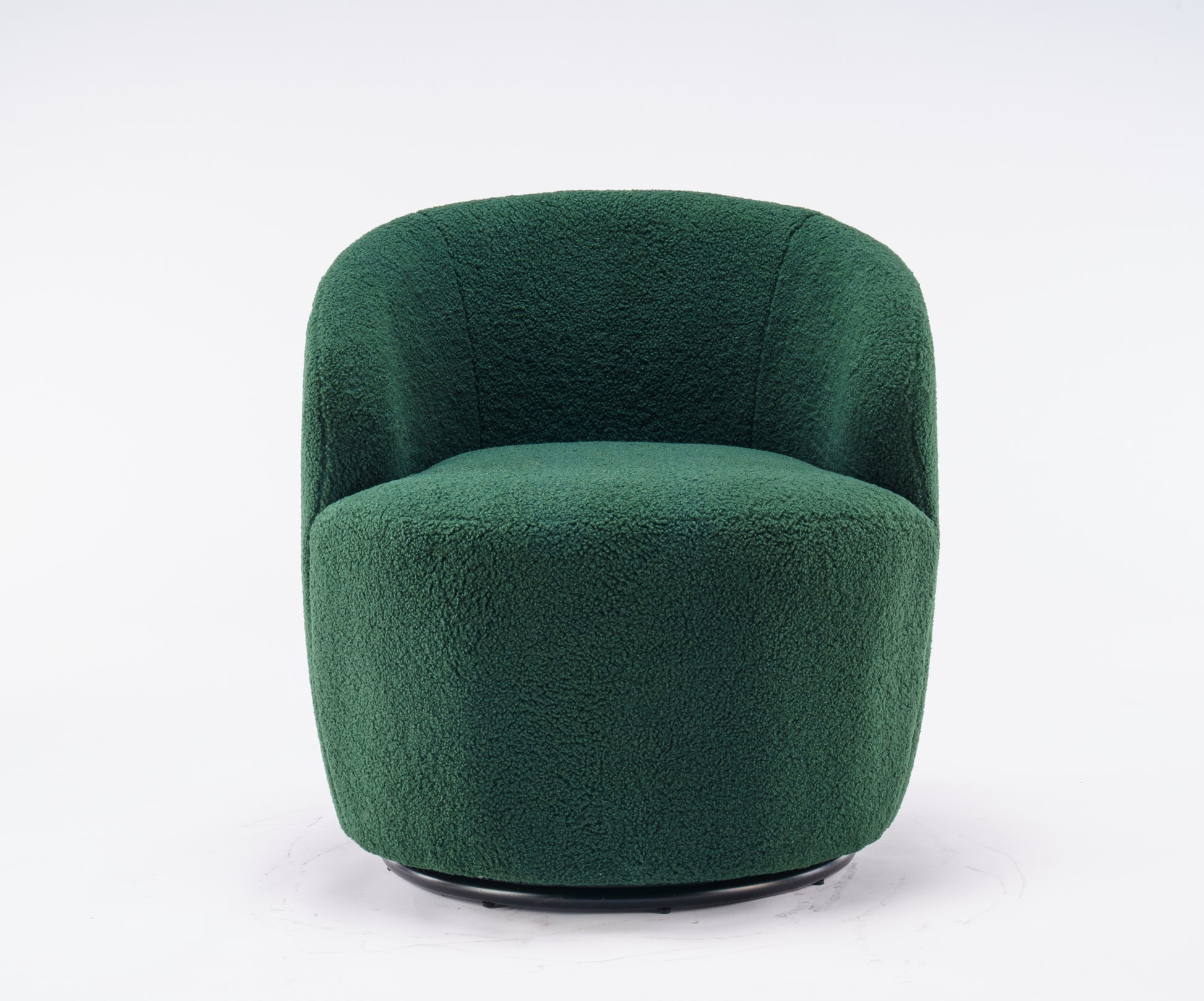 Teddy Fabric Swivel Accent Armchair Barrel Chair With Black Powder Coating Metal Ring,Dark Green Green Foam Upholstered