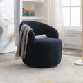 Teddy Fabric Swivel Accent Armchair Barrel Chair With Black Powder Coating Metal Ring,Dark Blue Dark Blue Foam Upholstered