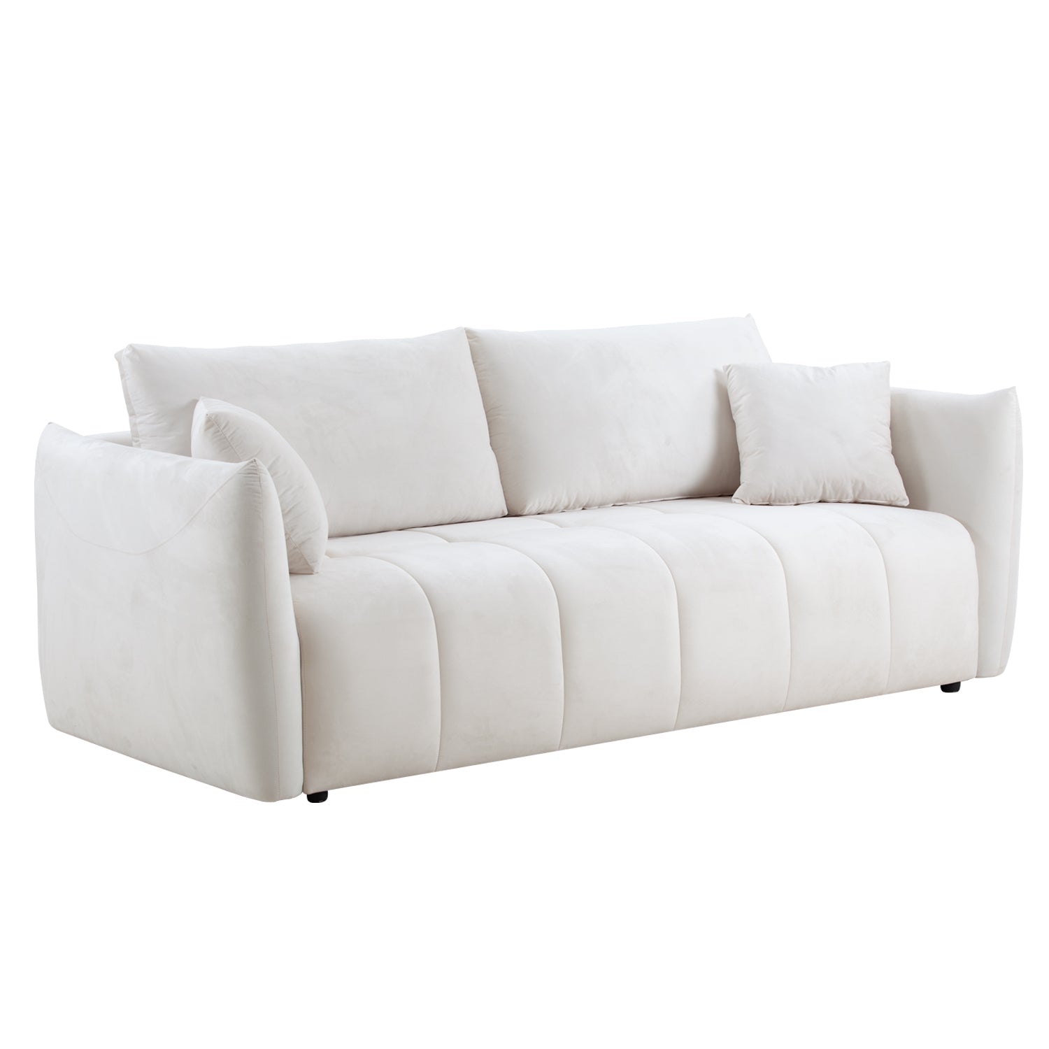 85'' Modern Fabric Sectional Couch Sofa 3 Seater Sofa With 3 Pillows For Living Room, Bedroom, Livingroom Beige Beige Fabric