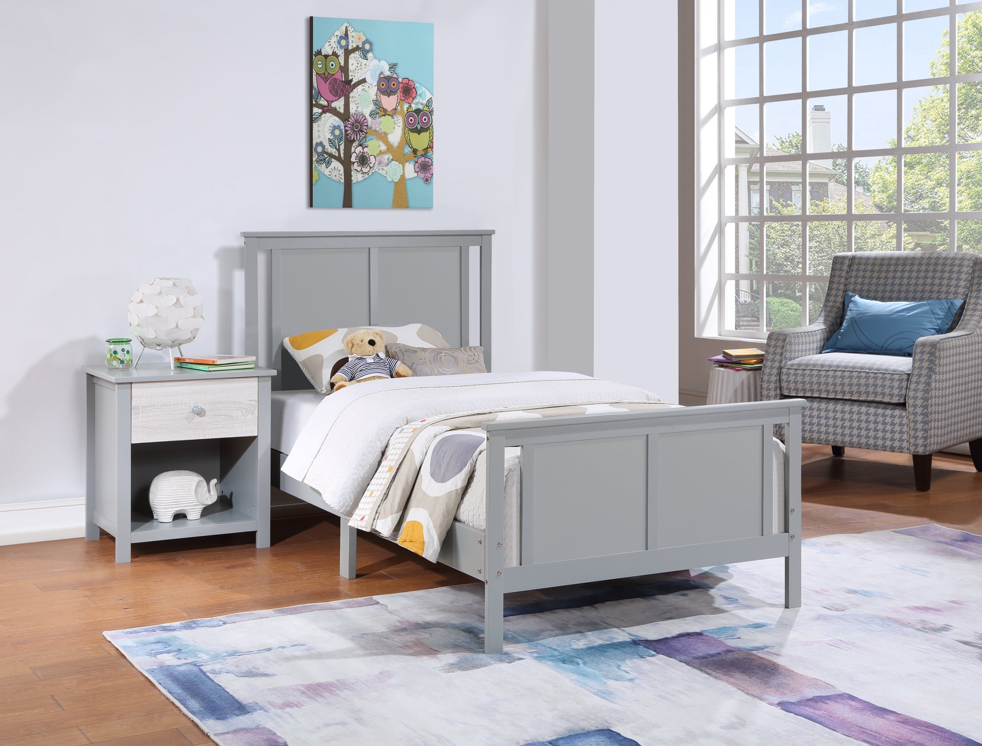 Connelly Reversible Panel Twin Bed Gray Rockport Gray Gray Solid Wood