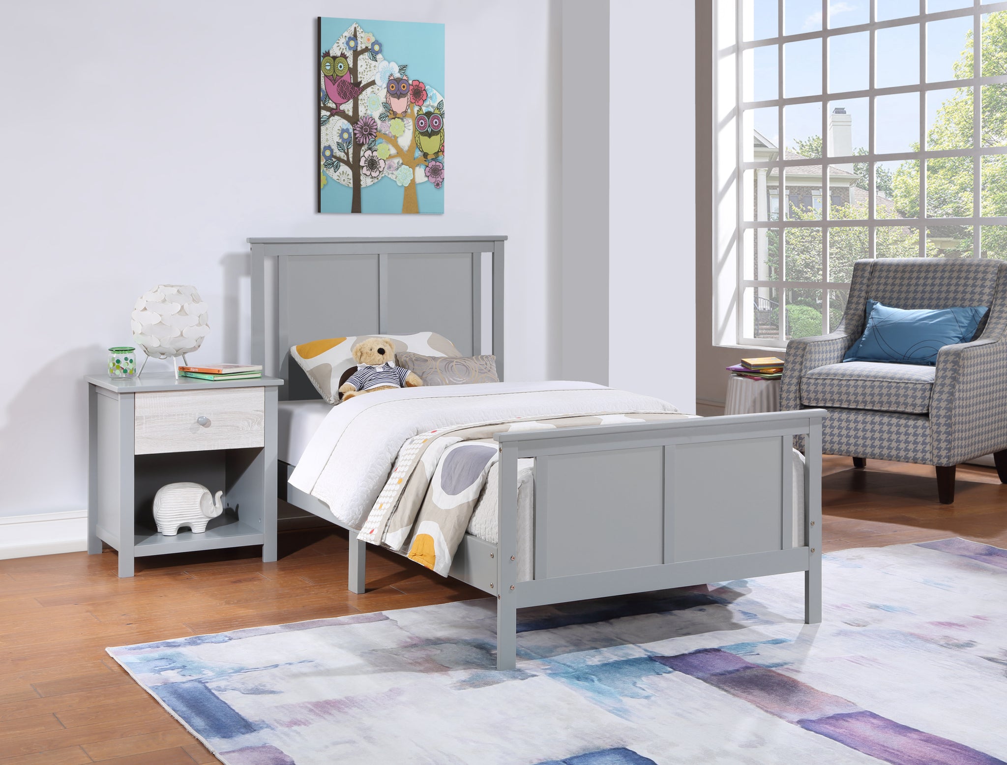 Connelly Reversible Panel Twin Bed Gray Rockport Gray gray-solid wood