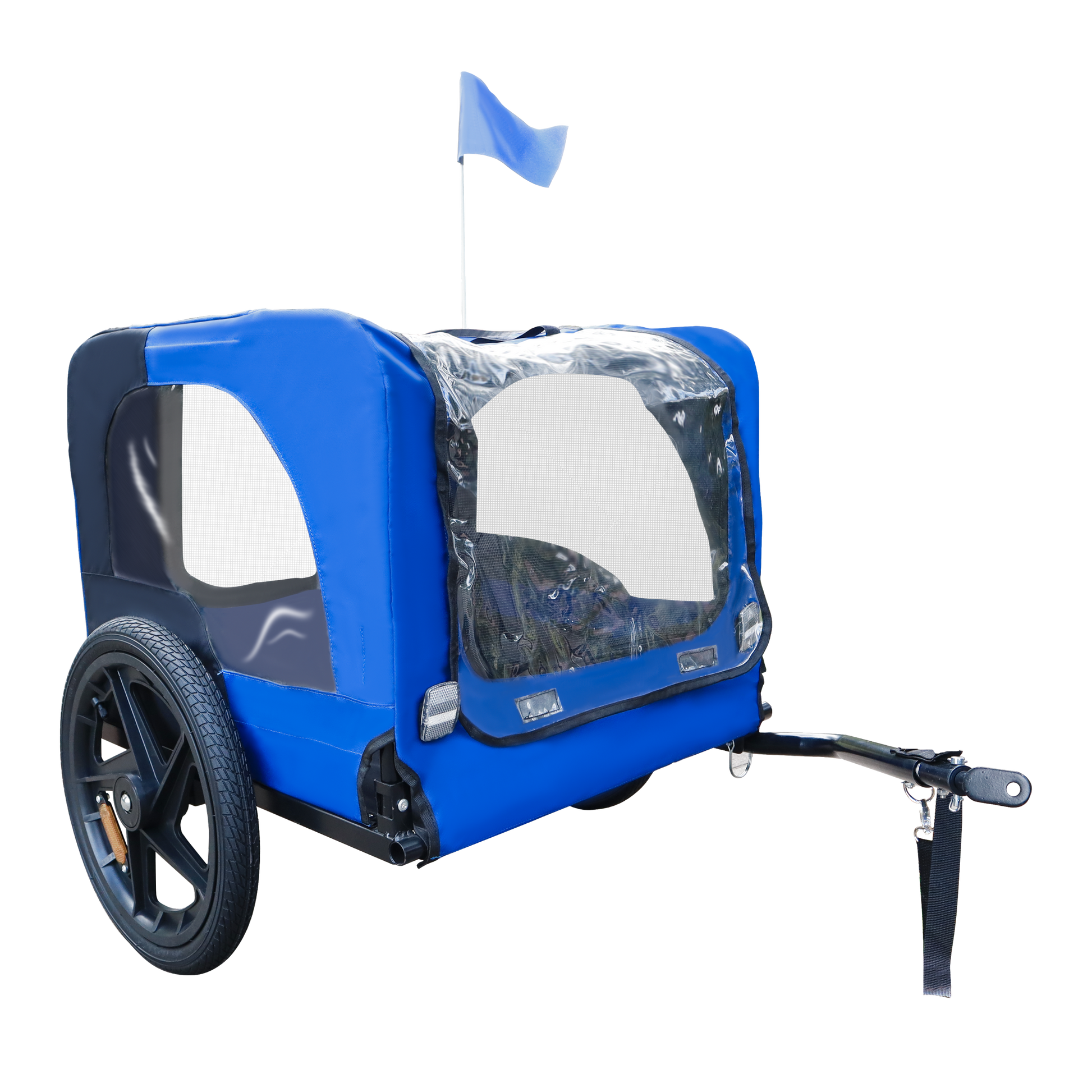 Blue High Quality 16 Inch Air Wheel Pet Bike Trailer For Dogs Foldable Bicycle Pet Trailer Blue Oxford Fabric Steel