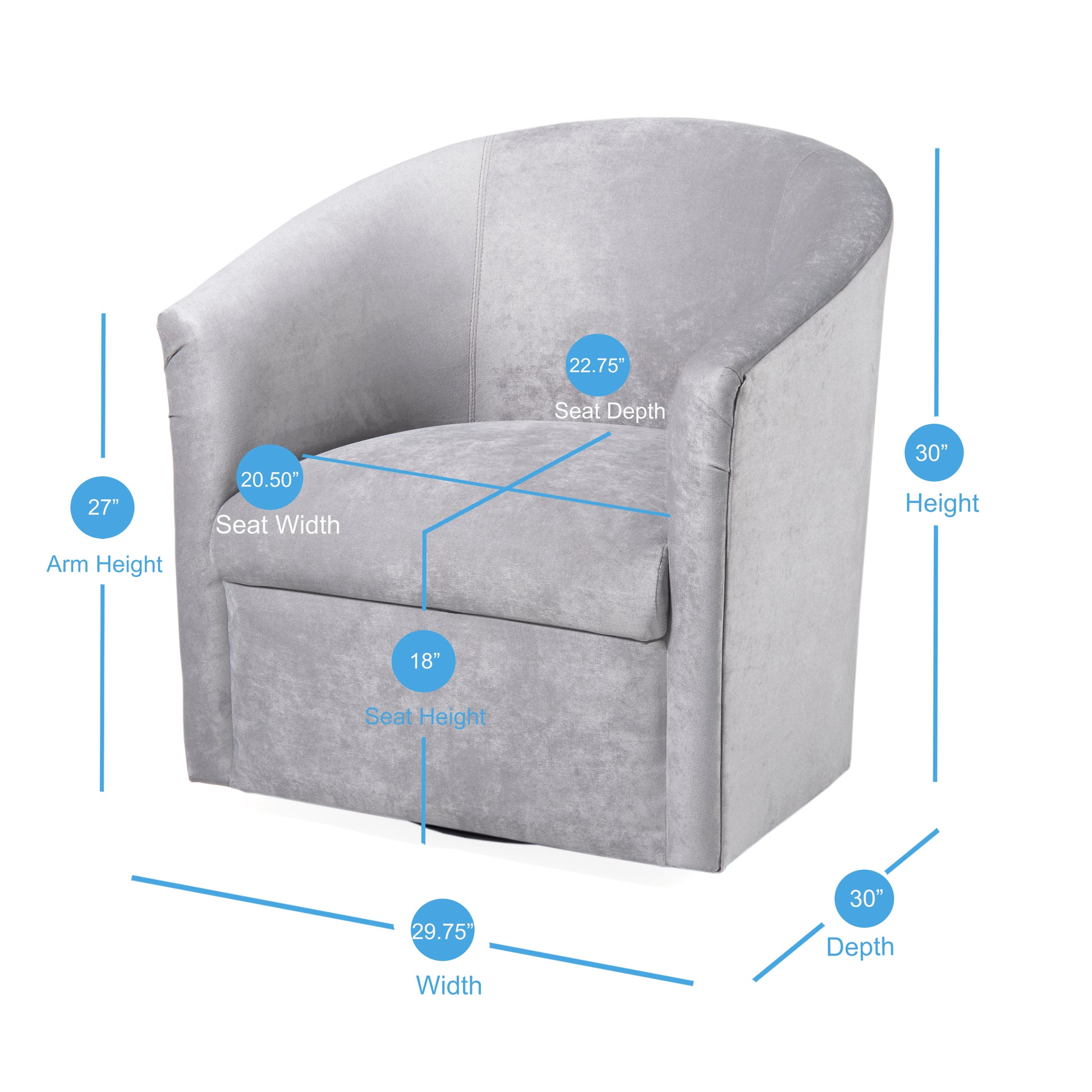 Eden Silver Swivel Chair Silver Foam Polyester