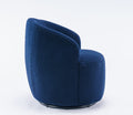 Teddy Fabric Swivel Accent Armchair Barrel Chair With Black Powder Coating Metal Ring,Dark Blue Dark Blue Foam Upholstered