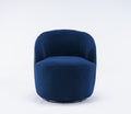 Teddy Fabric Swivel Accent Armchair Barrel Chair With Black Powder Coating Metal Ring,Dark Blue Dark Blue Foam Upholstered