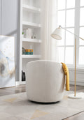 Teddy Fabric Swivel Accent Armchair Barrel Chair With Black Powder Coating Metal Ring,Ivory White Ivory Foam Upholstered