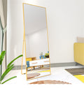 Wall Mounted Alloy Frame Full Length Mirror, Golden Golden Glass