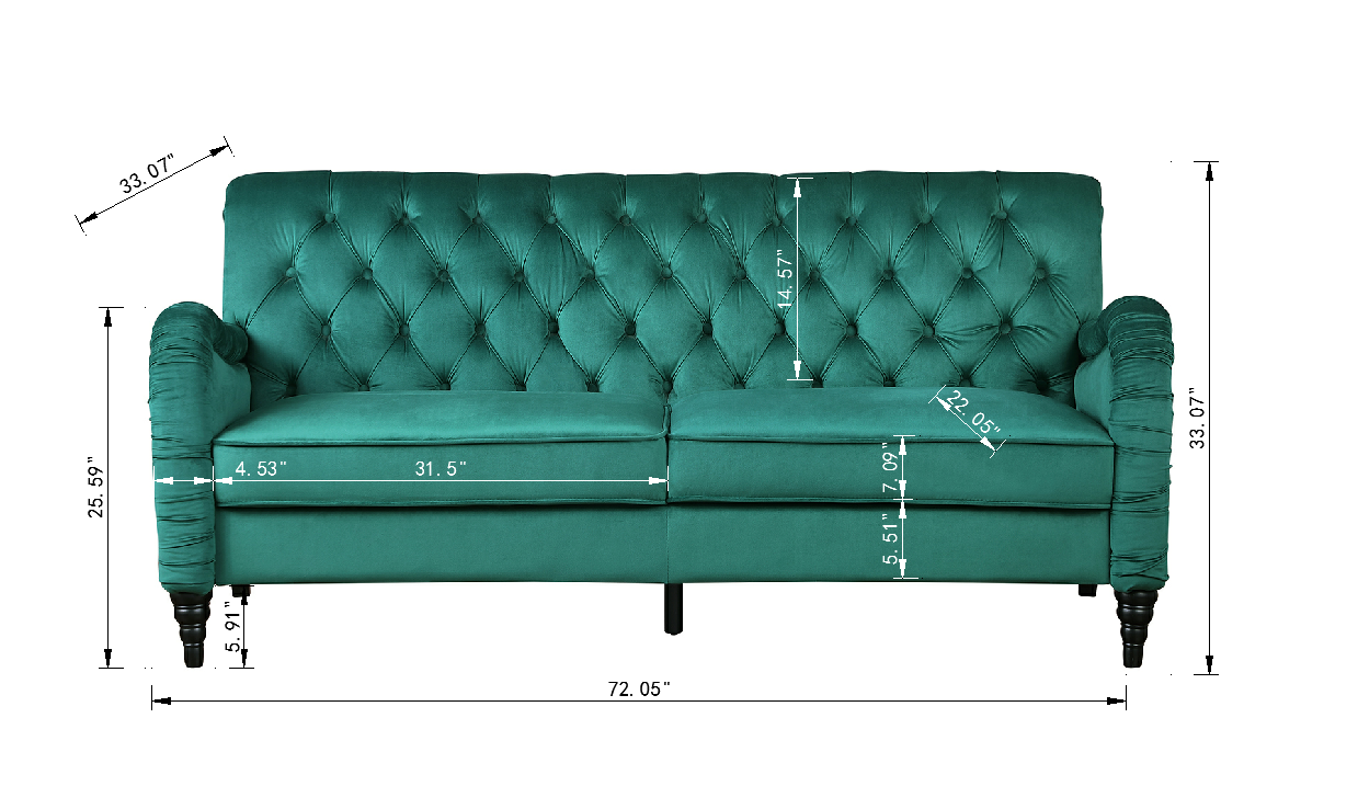 2229,Dark Green Chesterfield 3 Seater ,Modern Sofa Dark Green Velvet