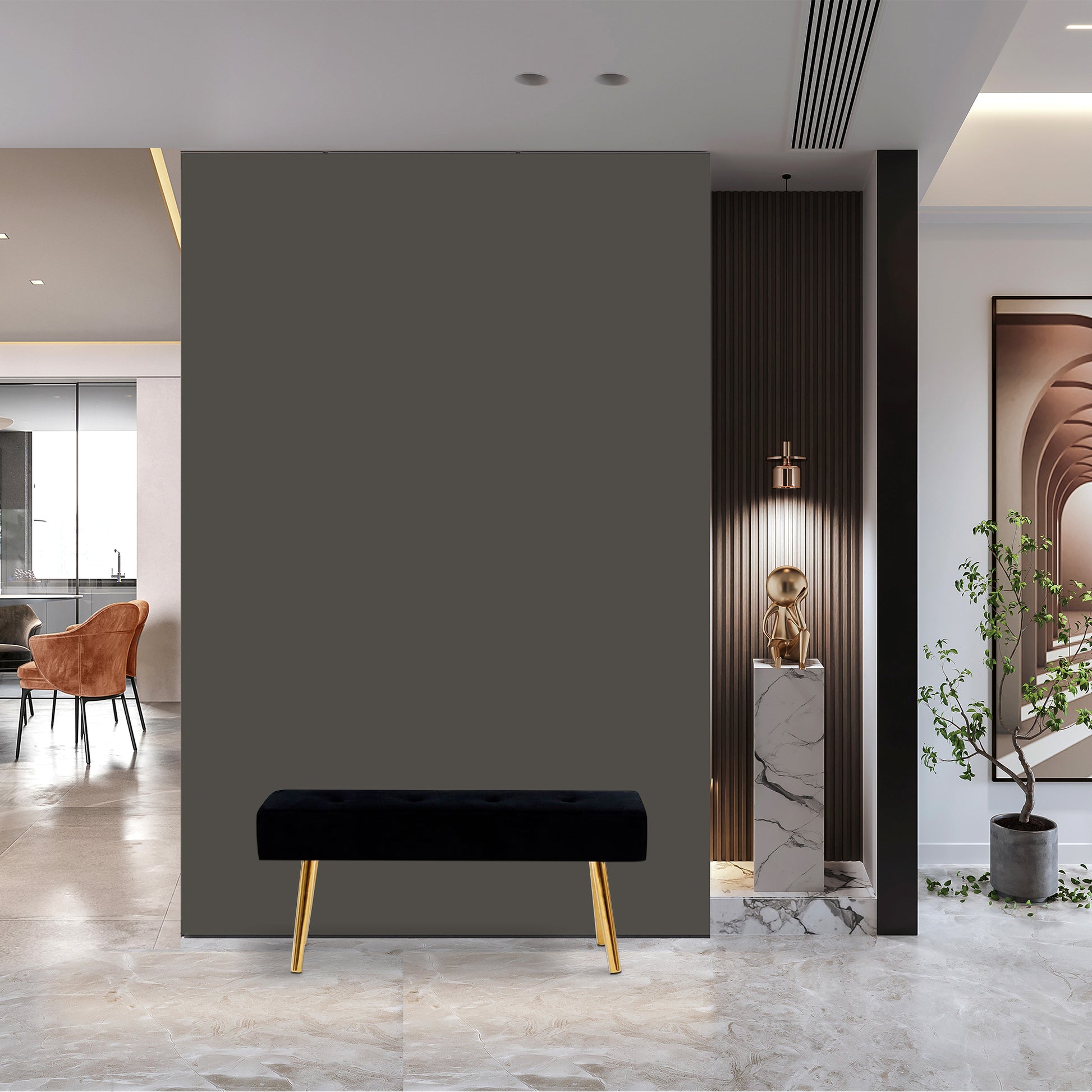 Long Bench Bedroom Bed End Stool Bed Benches Black Tufted Velvet With