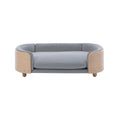 Scandinavian Style Elevated Dog Bed Pet Sofa With Solid Wood Legs And Bent Wood Back, Velvet Cushion,Large Size Light Grey Foam Solid Wood