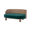 Scandinavian Style Elevated Dog Bed Pet Sofa With Solid Wood Legs And Bent Wood Back, Velvet Cushion, Walnut Green Foam Solid Wood