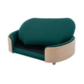 Scandinavian Style Elevated Dog Bed Pet Sofa With Solid Wood Legs And Bent Wood Back, Velvet Cushion,Large Size Green Foam Solid Wood