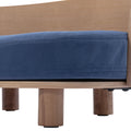 Scandinavian Style Elevated Dog Bed Pet Sofa With Solid Wood Legs And Bent Wood Back, Velvet Cushion, Walnut Dark Blue Foam Solid Wood