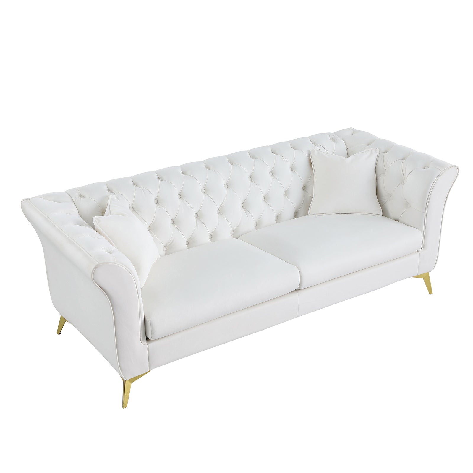 Chesterfield Sofa ,Stanford Sofahigh Quality Chesterfield Sofa ,White Colortufted And Wrinkled Fabric Sofa Contemporary Stanford Sofa . Tufted Sofa With Scroll Arm And Scroll Back White Velvet