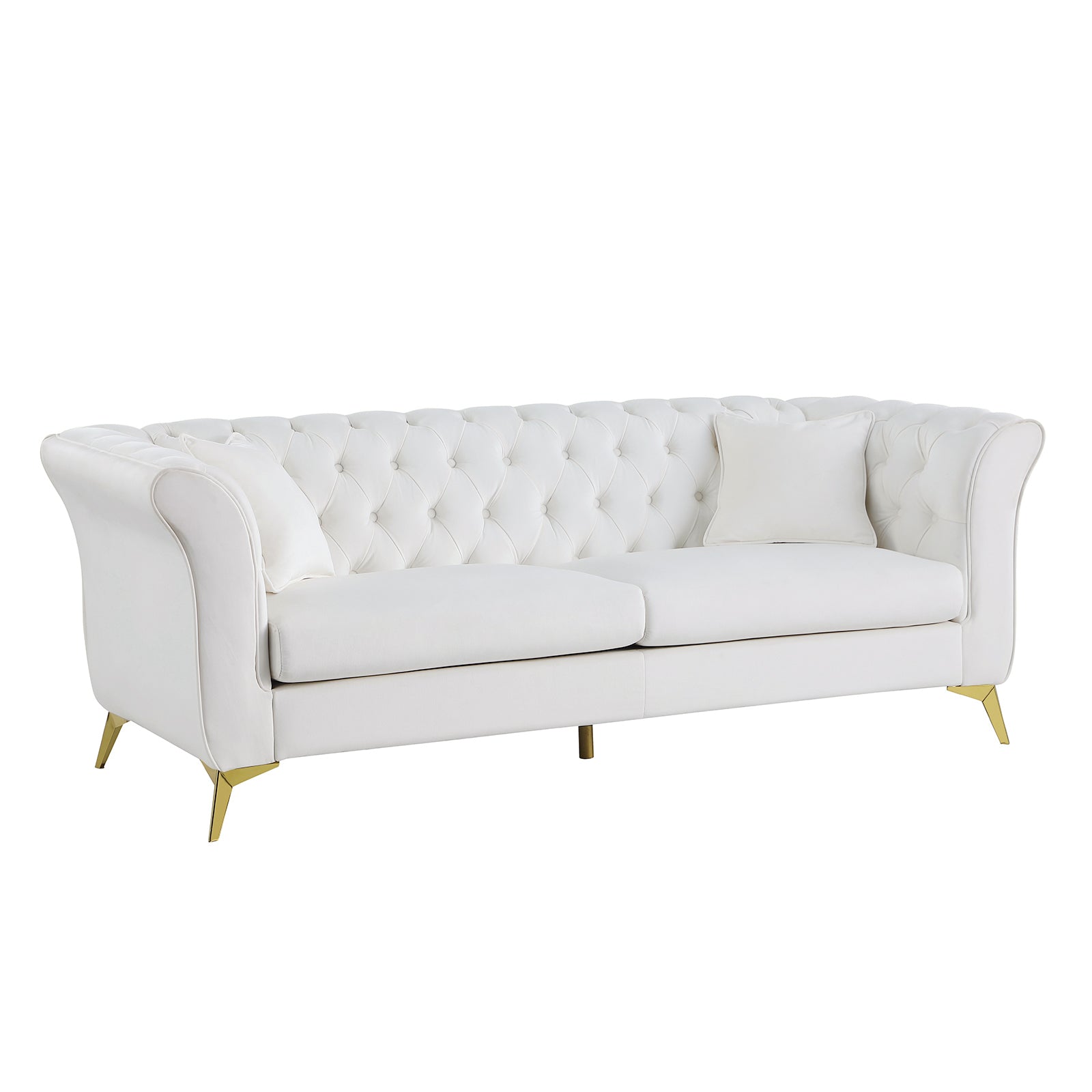 Chesterfield Sofa ,Stanford Sofahigh Quality Chesterfield Sofa ,White Colortufted And Wrinkled Fabric Sofa Contemporary Stanford Sofa . Tufted Sofa With Scroll Arm And Scroll Back White Velvet