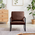 Lounge, Living Room, Office Or The Reception Area Pvc Leather Accent Arm Chair With Extra Thick Padded Backrest And Seat Cushion Sofa Chairs,Non Slip Adsorption Feet,Sturdy Metal Frame,Brown Brown Polyvinyl Chloride