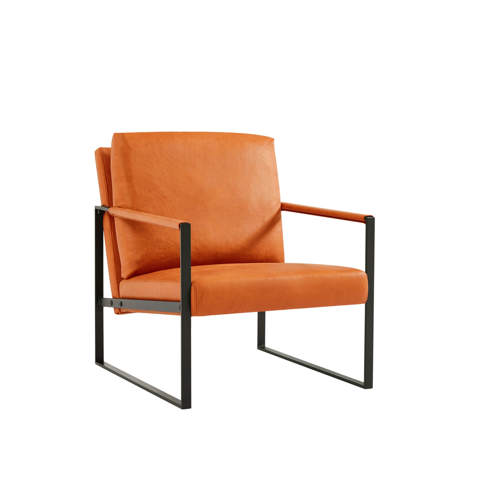 Lounge, Living Room, Office Or The Reception Area Pvc Leather Accent Arm Chair With Extra Thick Padded Backrest And Seat Cushion Sofa Chairs,Non Slip Adsorption Feet,Sturdy Metal Frame,Orange Orange