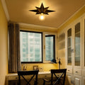 16 Inch Flush Mount Ceiling Light, Industrial Black Metal Star Ceiling Lights Black Metal