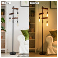 Farmhouse Tree Floor Lamp, 68 Inch 3 Lights Wood Standing Lamp Black Red Metal & Wood