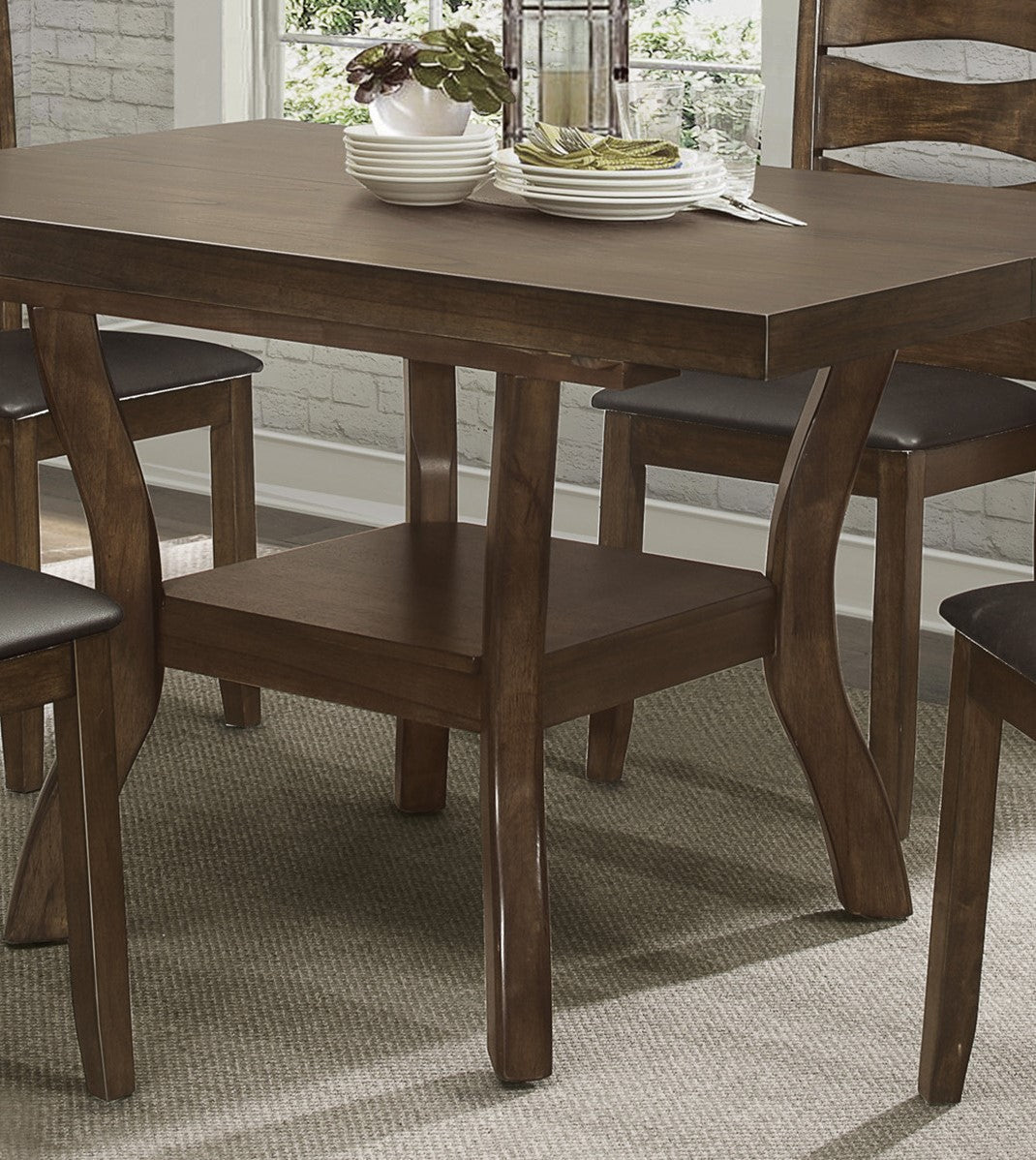 Transitional Dining Room Furniture 5Pc Dining Set Table W Self Storing Leaf And 4X Side Chairs Brown Finish Wooden Furniture Wood Wood Brown Seats 4 Wood Dining Room Self Storing Leaf Extendable Transitional Dining Table With Chair Wood