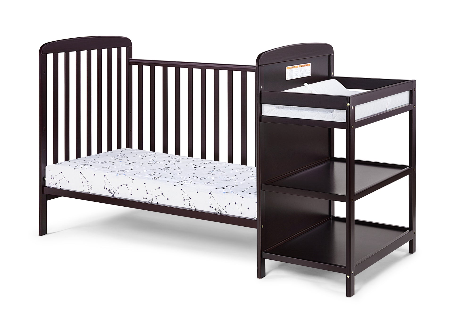 Ramsey 3 In 1 Convertible Crib And Changer Combo Espresso Espresso Solid Wood