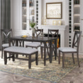 6 Piece Family Dining Room Set Solid Wood Space Saving Foldable Table And 4 Chairs With Bench For Dining Room Espresso Espresso Solid Wood