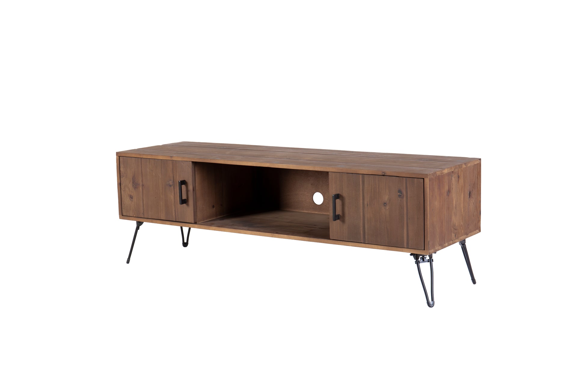 Industrial Style Reclaimed Wood Media Tv Stand With Storage Cabinet For Living Media Room Natural Solid Wood