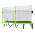 10Ft By 17Ft Rectangule Trampoline With Green Fabric Black Powder Coated Galvanized Steel Tubes With Basketball Hoop System Advanced Ladder Green Steel