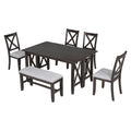 6 Piece Family Dining Room Set Solid Wood Space Saving Foldable Table And 4 Chairs With Bench For Dining Room Espresso Espresso Solid Wood