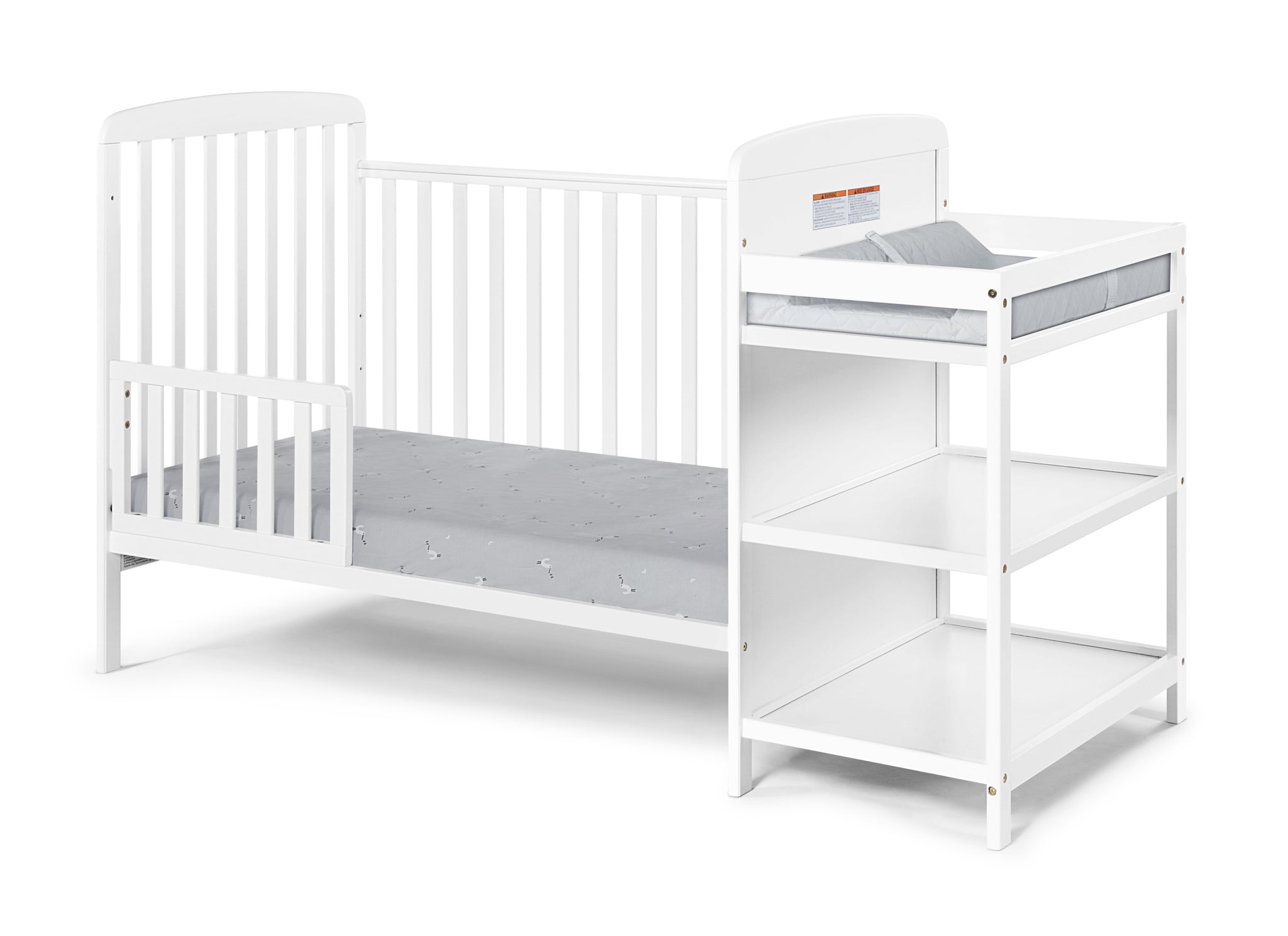 Ramsey 3 in 1 Convertible Crib and Changer Combo White white-solid wood