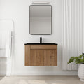 30 Inch Bathroom Vanity With Black Ceramic Basin And Adjust Open Shelf Kd Packing Imitative Oak Plywood