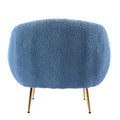 Orisfur. Modern Comfy Leisure Accent Chair, Teddy Short Plush Particle Velvet Armchair With Ottoman For Living Room Dark Blue Foam Altay Velvet