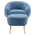 Orisfur. Modern Comfy Leisure Accent Chair, Teddy Short Plush Particle Velvet Armchair With Ottoman For Living Room Dark Blue Foam Altay Velvet