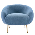 Orisfur. Modern Comfy Leisure Accent Chair, Teddy Short Plush Particle Velvet Armchair With Ottoman For Living Room Dark Blue Foam Altay Velvet