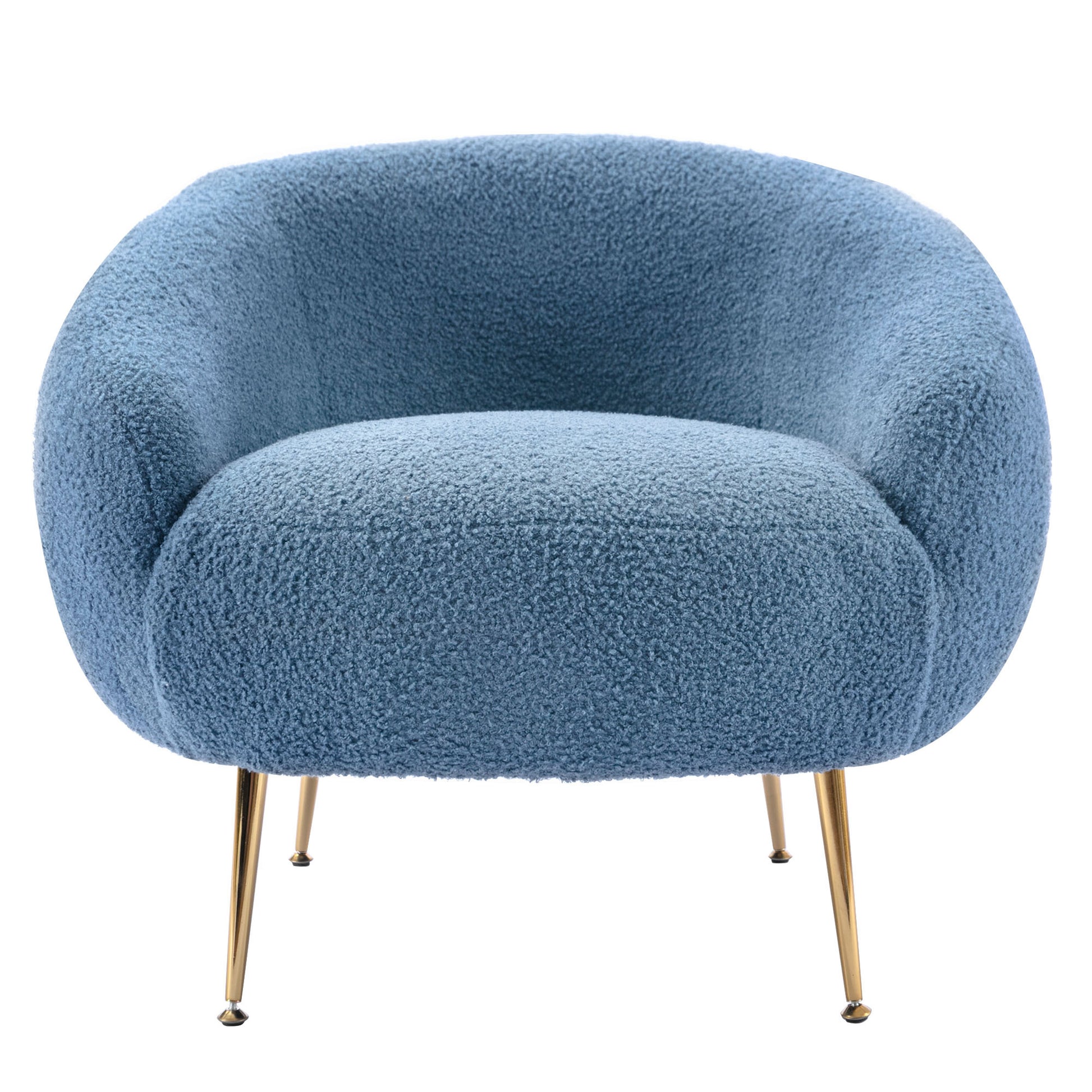 Orisfur. Modern Comfy Leisure Accent Chair, Teddy Short Plush Particle Velvet Armchair With Ottoman For Living Room Dark Blue Foam Altay Velvet