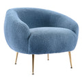 Orisfur. Modern Comfy Leisure Accent Chair, Teddy Short Plush Particle Velvet Armchair With Ottoman For Living Room Dark Blue Foam Altay Velvet