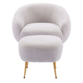 Orisfur. Modern Comfy Leisure Accent Chair, Teddy Short Plush Particle Velvet Armchair With Ottoman For Living Room Grey Foam Altay Velvet