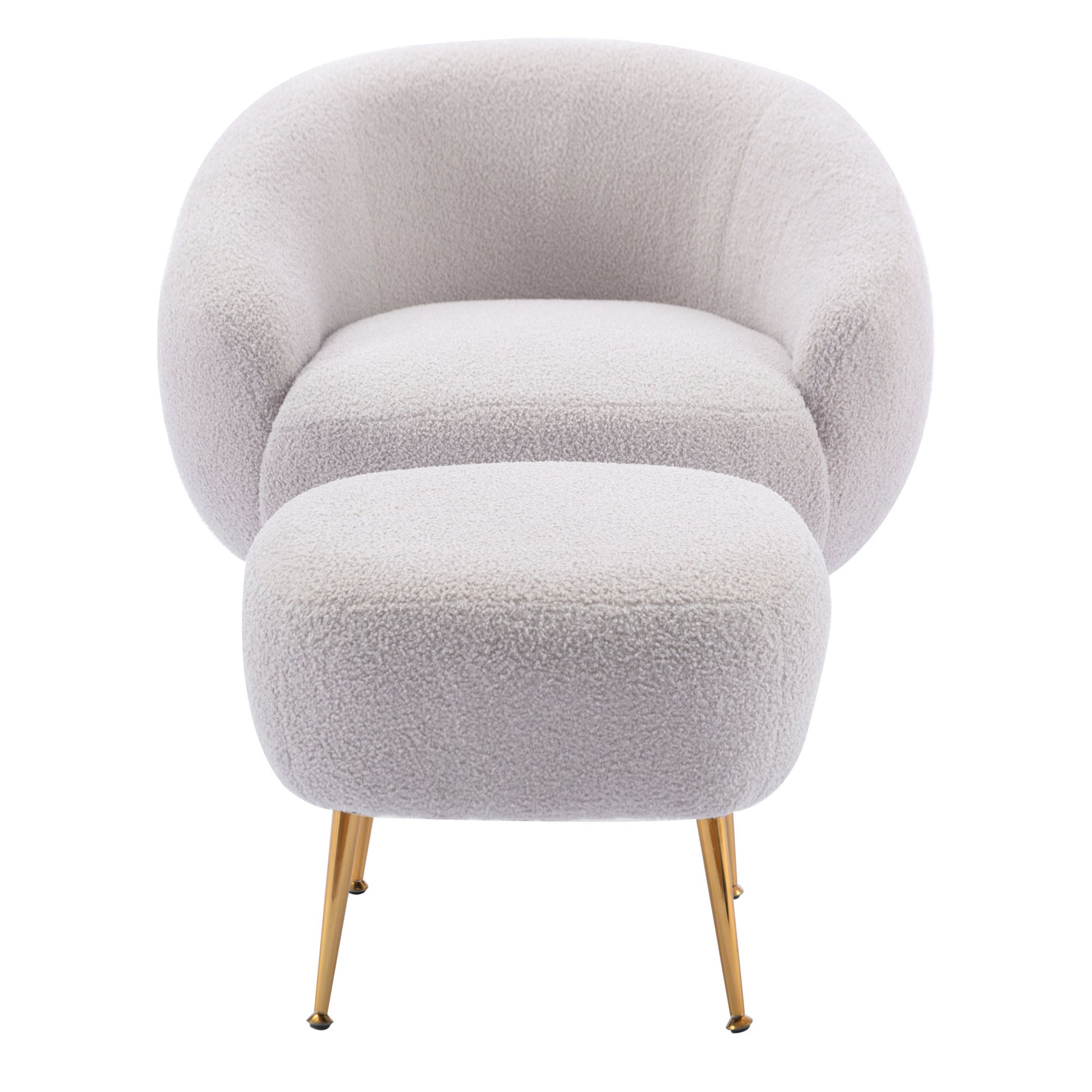 Orisfur. Modern Comfy Leisure Accent Chair, Teddy Short Plush Particle Velvet Armchair With Ottoman For Living Room Grey Foam Altay Velvet
