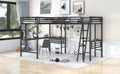 Twin Size Metal Loft Bed With Two Built In Desks,Black Twin Black Metal