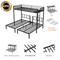 Metal Triple Twin Bunk Bed Can Be Separated Into 3 Twin Beds Sturdy Metal Noise Reduced Bunk Bed For Three Safety Guardrail Cpc Certified No Box Spring Needed Black Metal