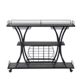 Industrial Bar Cart Kitchen Bar&Serving Cart For Home With Wheels 3 Tier Storage Shelves Black Gray Mdf Iron