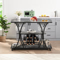 Industrial Bar Cart Kitchen Bar&Serving Cart For Home With Wheels 3 Tier Storage Shelves Black Gray Mdf Iron