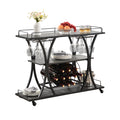 Industrial Bar Cart Kitchen Bar&Serving Cart For Home With Wheels 3 Tier Storage Shelves Black Gray Mdf Iron