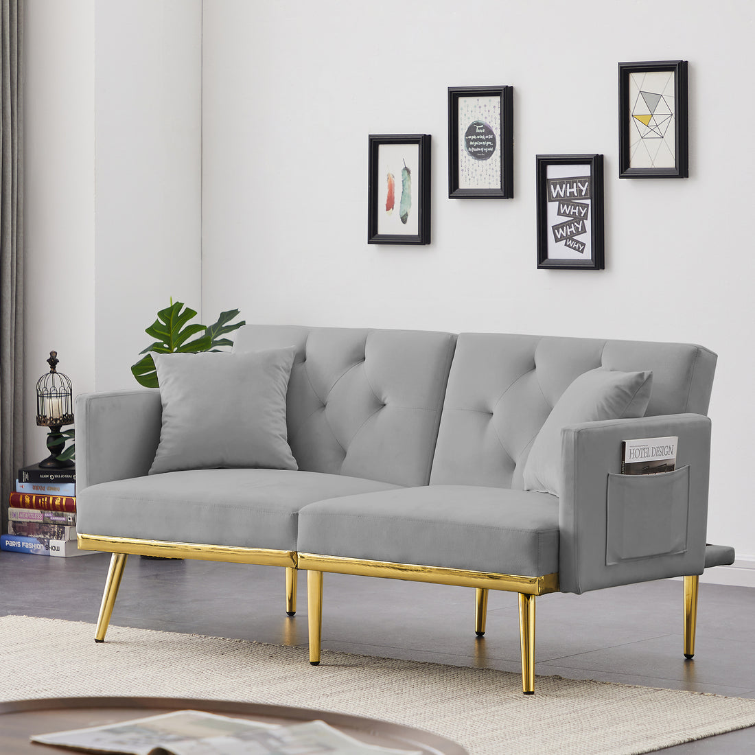 Grey Velvet Sofa Bed Gray Velvet Wood Foam Velvet 2 Seat