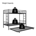 Metal Twin Over Twin Bunk Bed With Trundle Can Be Separated Into 2 Twin Beds Heavy Duty Sturdy Metal Noise Reduced Safety Guardrail Trundle For Flexible Space Bunk Bed For Three Cpc Certified Black Metal