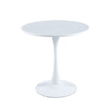 Modern White Round Dining Table, 31.5'' Diameter Solid Metal Base Coffee Table White Iron