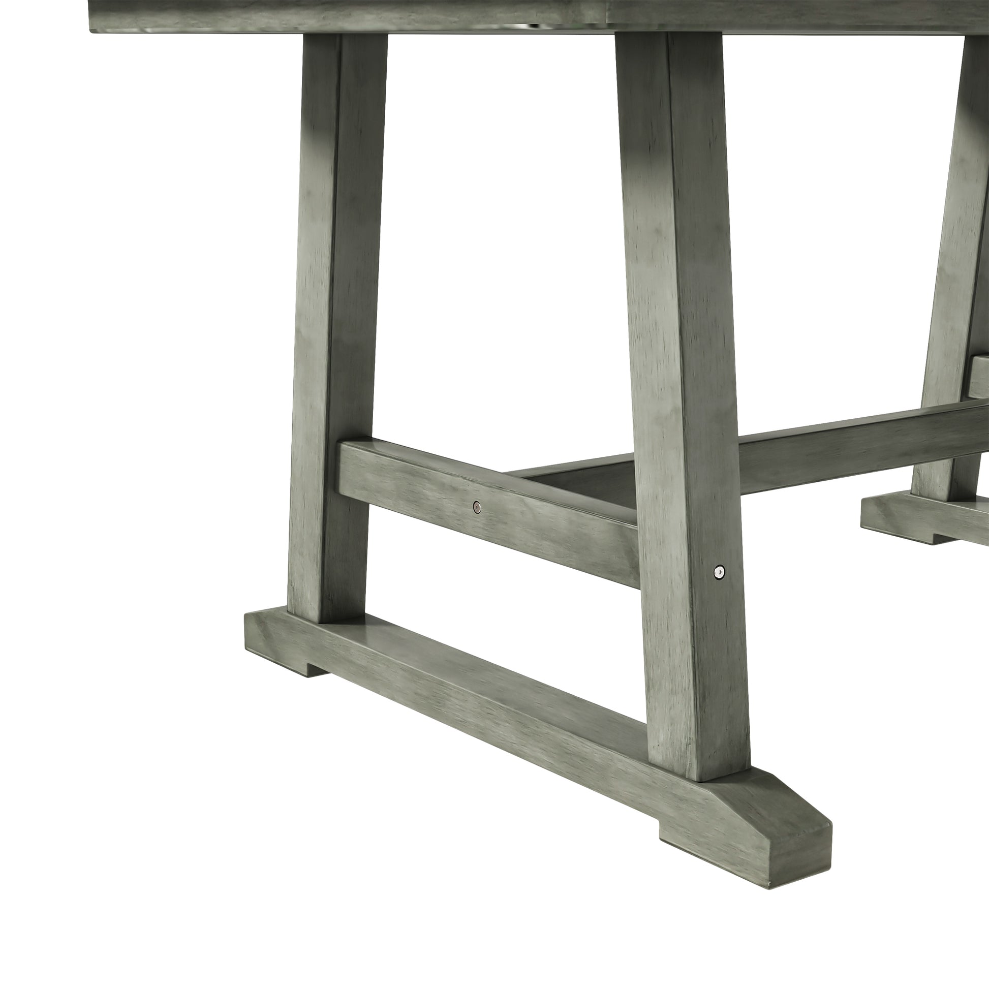 6 Piece Wood Dining Table Set Kitchen Table Set With Long Bench And 4 Dining Chairs, Farmhouse Style, Walnut Gray Gray Wood Dining Room Bench Seating Rubberwood Rectangular Dining Table With Chair And Bench Wood Wood Gray Solid Back Seats 6 60 Inches