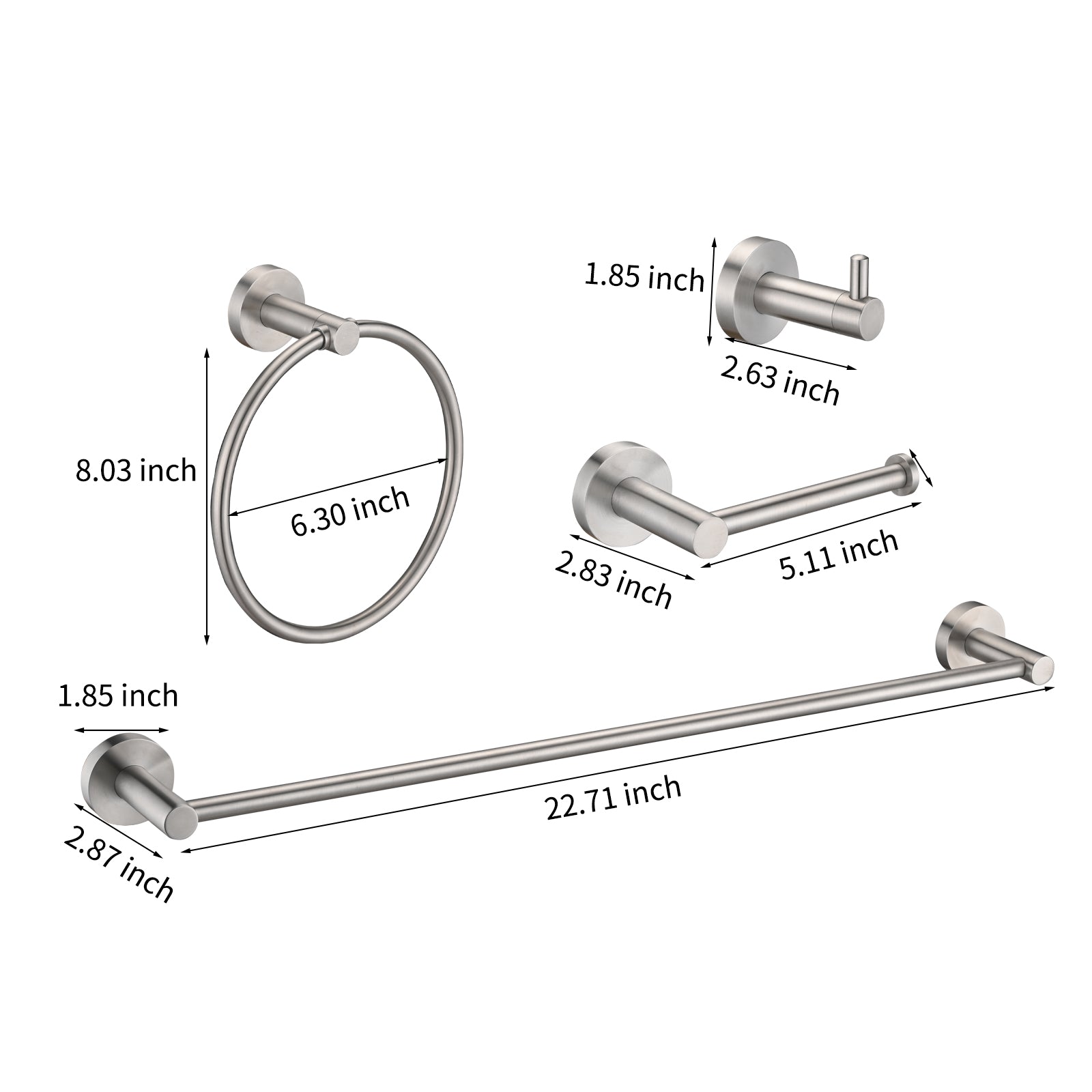 Brushed Nickel Bathroom Hardware Accessories 4 Pieces Set Brushed Nickel Stainless Steel